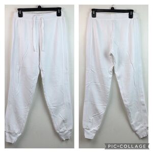 Wilt: terry cloth lined, velour trim classic white pull on jogger sweatpants